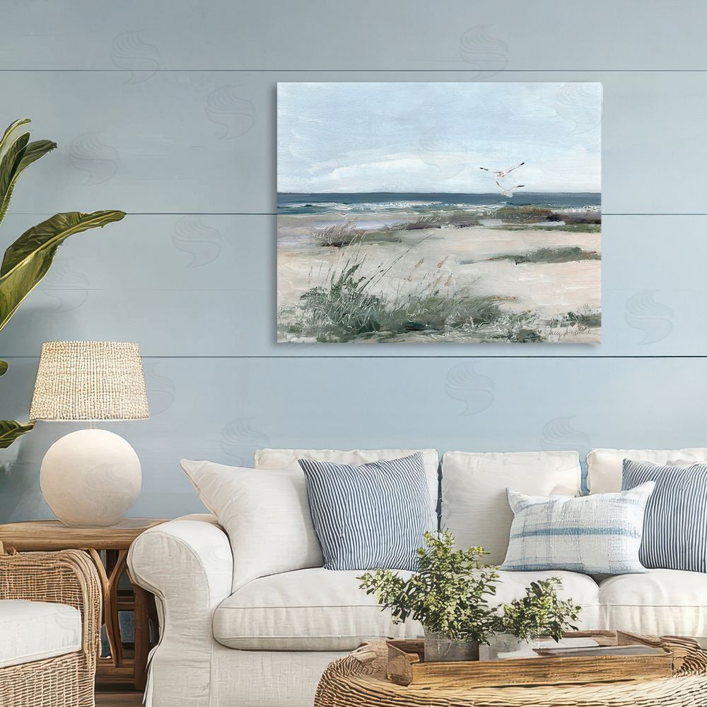 Sally Swatland Seagull Pair over Waves Stretched Canvas Wall Art in Room