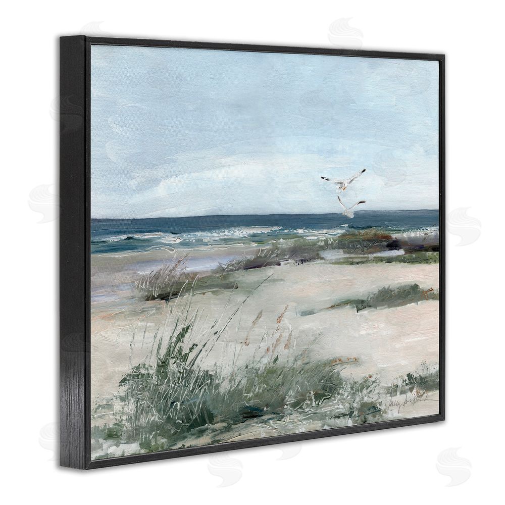 Sally Swatland Seagull Pair over Waves Black Framed Giclee Wall Art Print