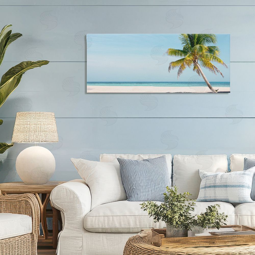 Danita Delimont Tropical Island Palm Tree Stretched Canvas Wall Art in Room