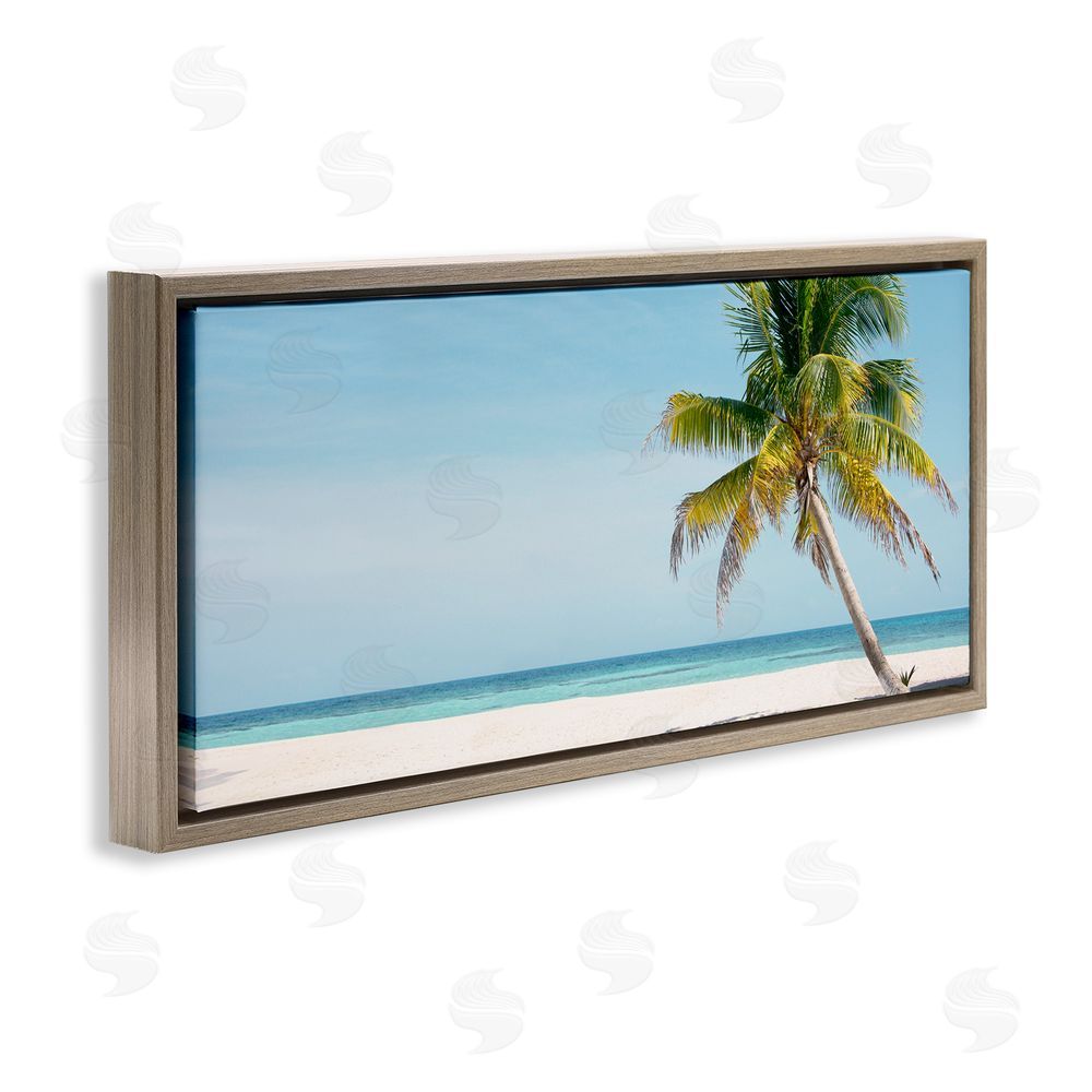 Danita Delimont Tropical Island Palm Tree Brown Floating Frame Canvas Wall Art Print
