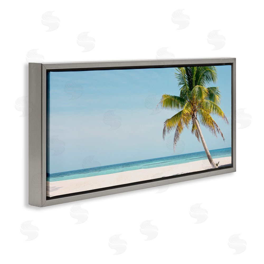 Danita Delimont Tropical Island Palm Tree Gray Floating Frame Canvas Wall Art Print