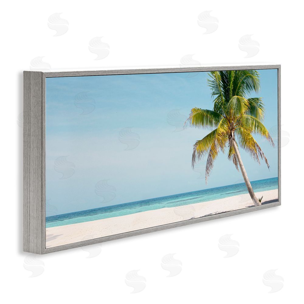 Danita Delimont Tropical Island Palm Tree Gray Framed Giclee Wall Art Print