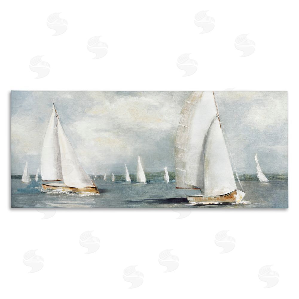 Sally Swatland Windy Sailboat Fleet Stretched Canvas Wall Art Print