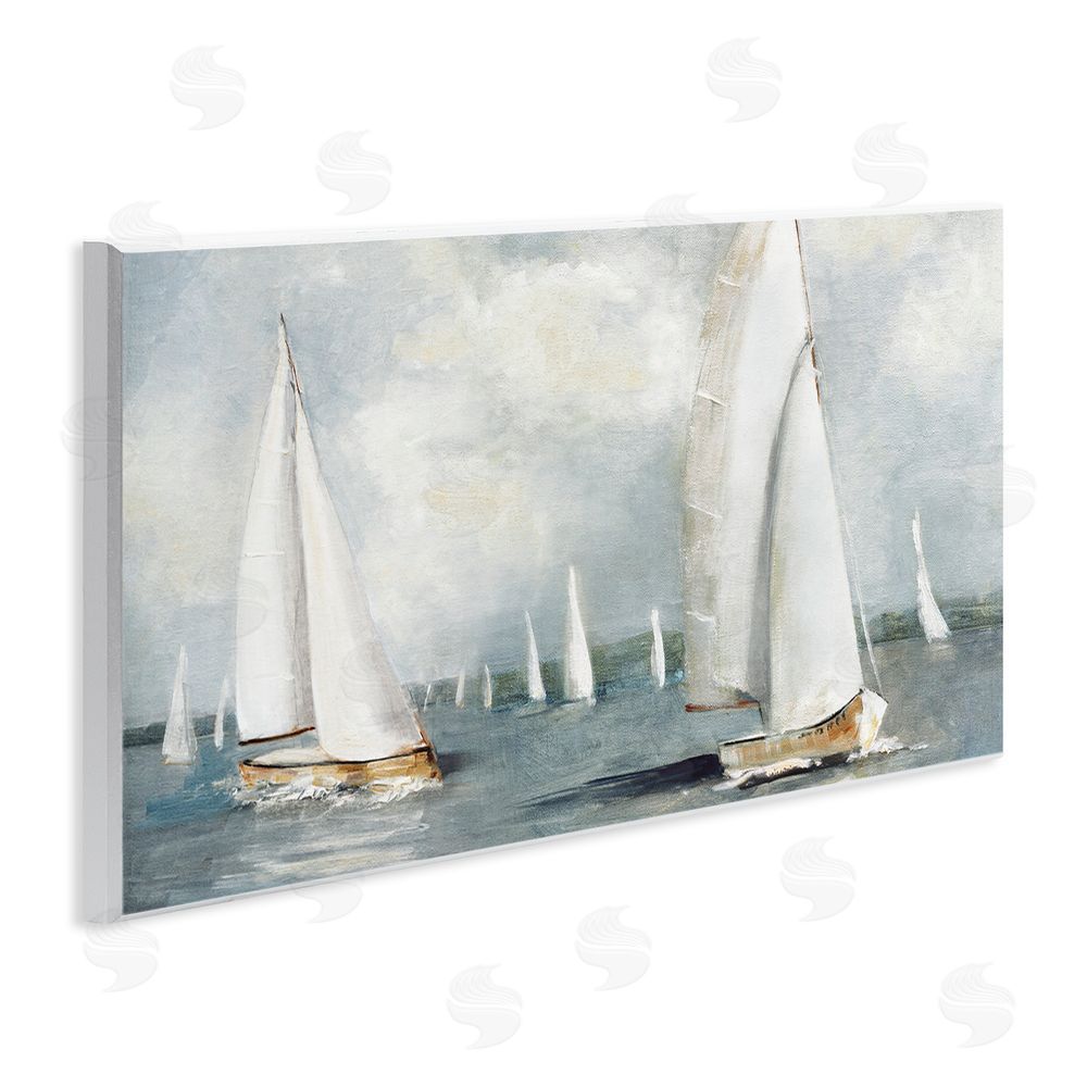 Sally Swatland Windy Sailboat Fleet Wooden Wall Plaque Art Print