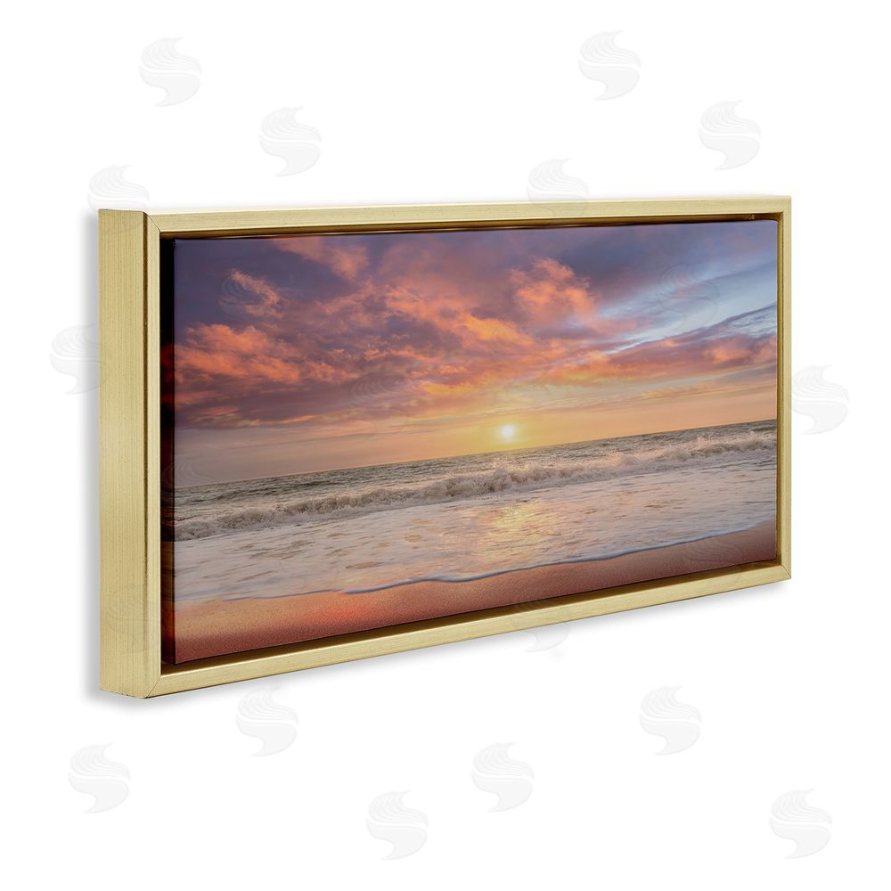 Mike Caliascibetta Vivid Sunset Panorama Gold Floating Frame Canvas Wall Art Print