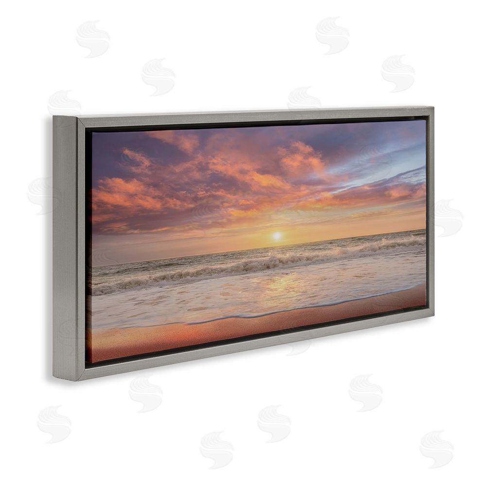 Mike Caliascibetta Vivid Sunset Panorama Gray Floating Frame Canvas Wall Art Print