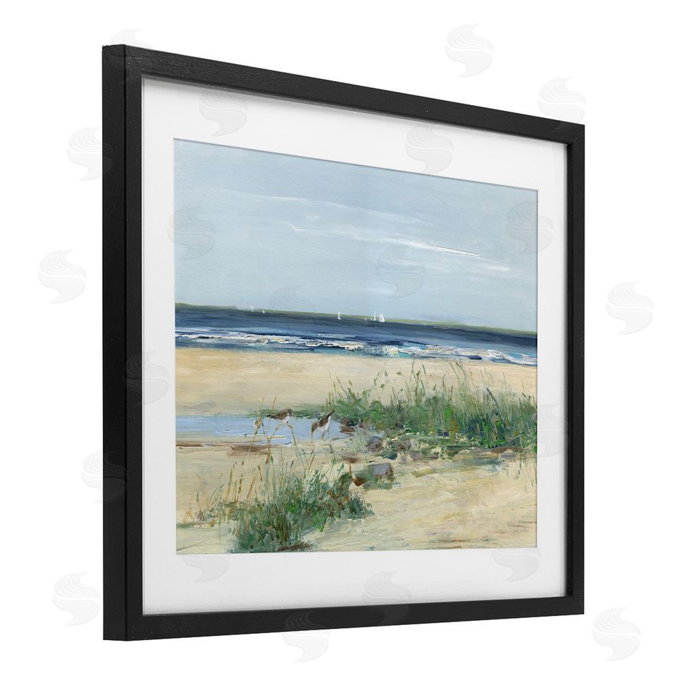 Sally Swatland Beach Marsh Sandpipers Black Framed Print Under Glass Wall Art