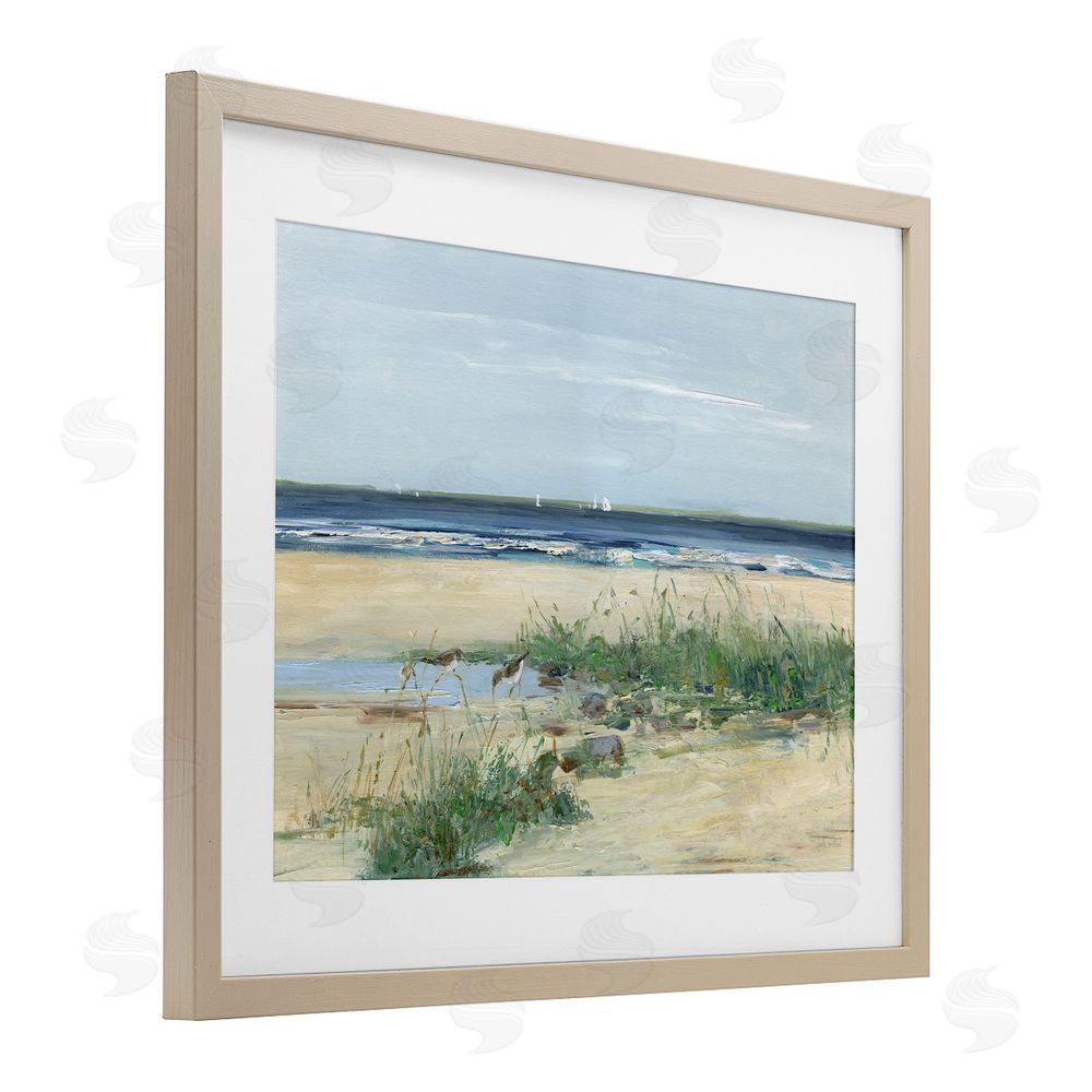 Sally Swatland Beach Marsh Sandpipers Brown Framed Print Under Glass Wall Art