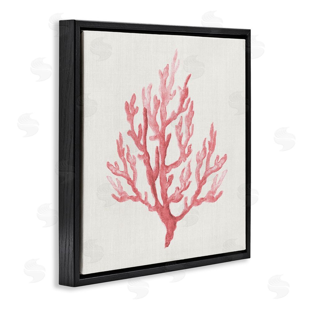 Janet Tava Muted Pink Coral Branch Black Floating Frame Canvas Wall Art Print