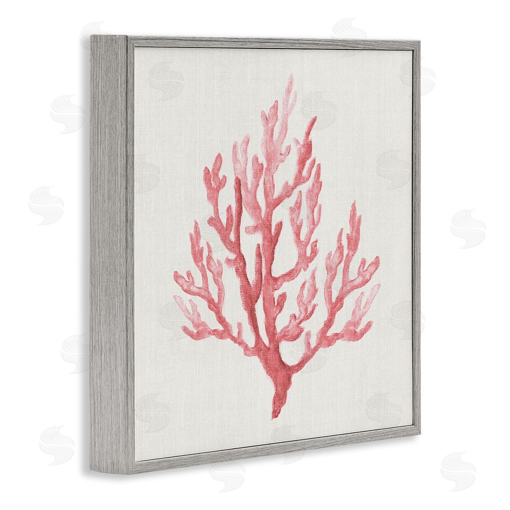 Janet Tava Muted Pink Coral Branch Gray Framed Giclee Wall Art Print