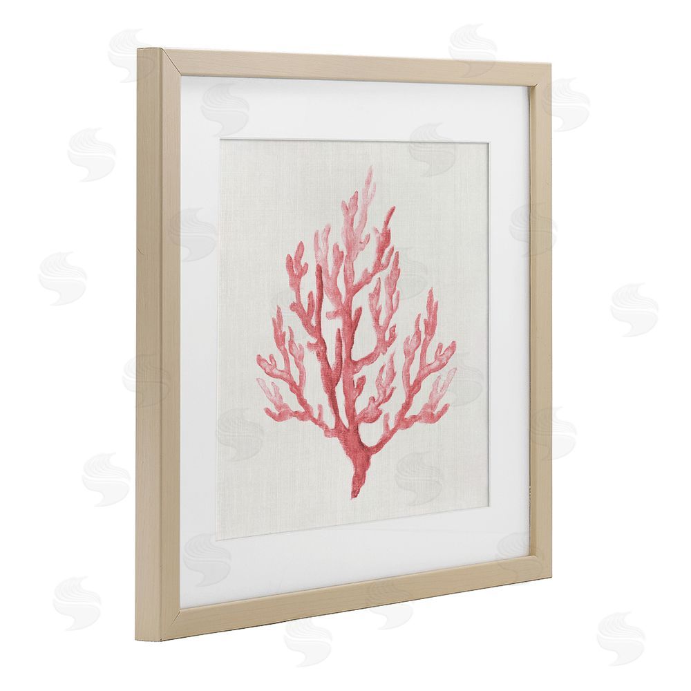 Janet Tava Muted Pink Coral Branch Brown Framed Print Under Glass Wall Art