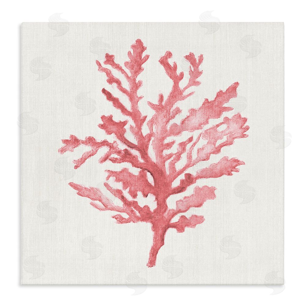 Janet Tava Rosy Pink Coral Branch Stretched Canvas Wall Art Print