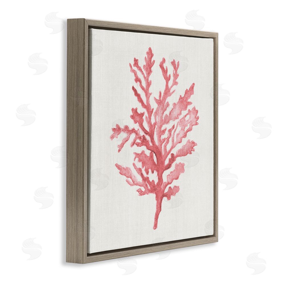 Janet Tava Rosy Pink Coral Branch Brown Floating Frame Canvas Wall Art Print