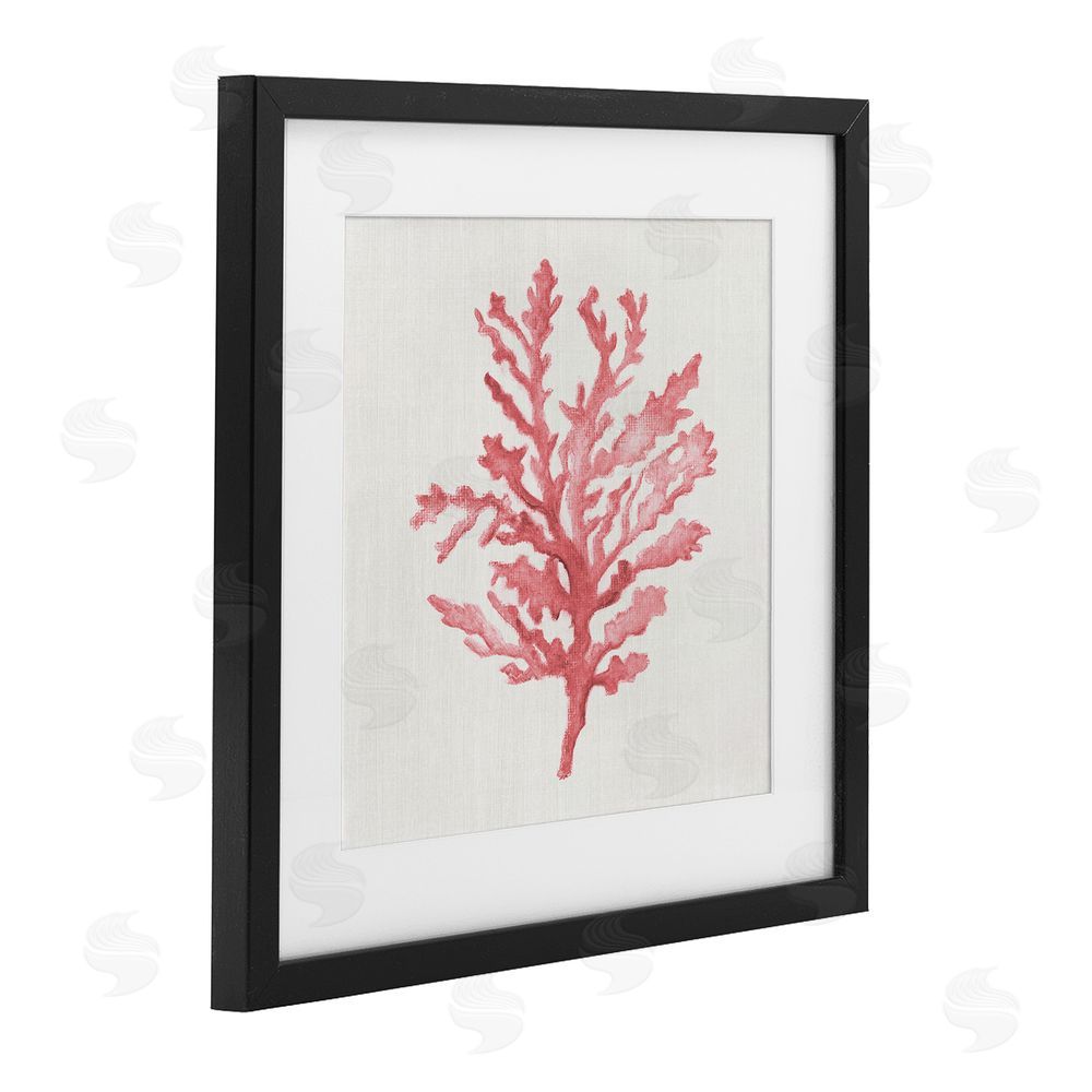Janet Tava Rosy Pink Coral Branch Black Framed Print Under Glass Wall Art