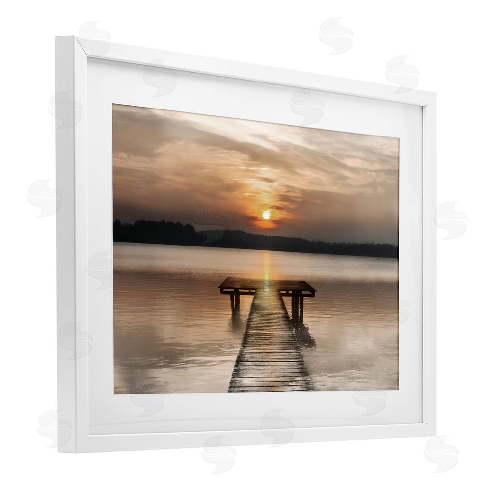 Irene Weisz Centric Reflective Sunrise White Framed Print Under Glass Wall Art