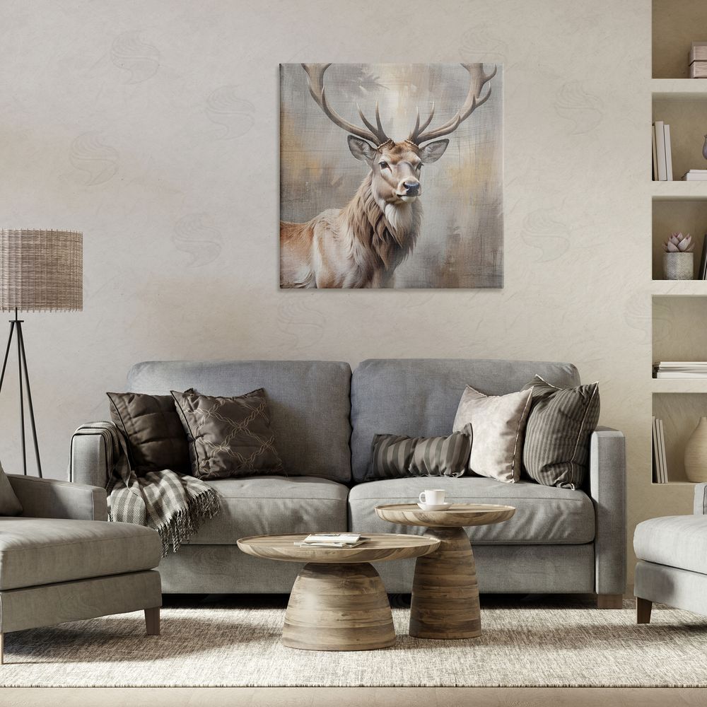 Susan Arnot Rustic Stag with Majestic Glance Stretched Canvas Wall Art in Room