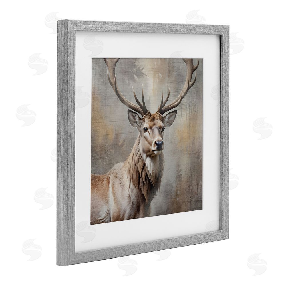 Susan Arnot Rustic Stag with Majestic Glance Gray Framed Print Under Glass Wall Art