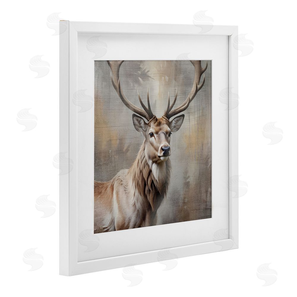Susan Arnot Rustic Stag with Majestic Glance White Framed Print Under Glass Wall Art