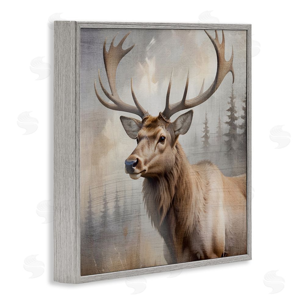 Susan Arnot Graceful Forest Stag Gray Framed Giclee Wall Art Print
