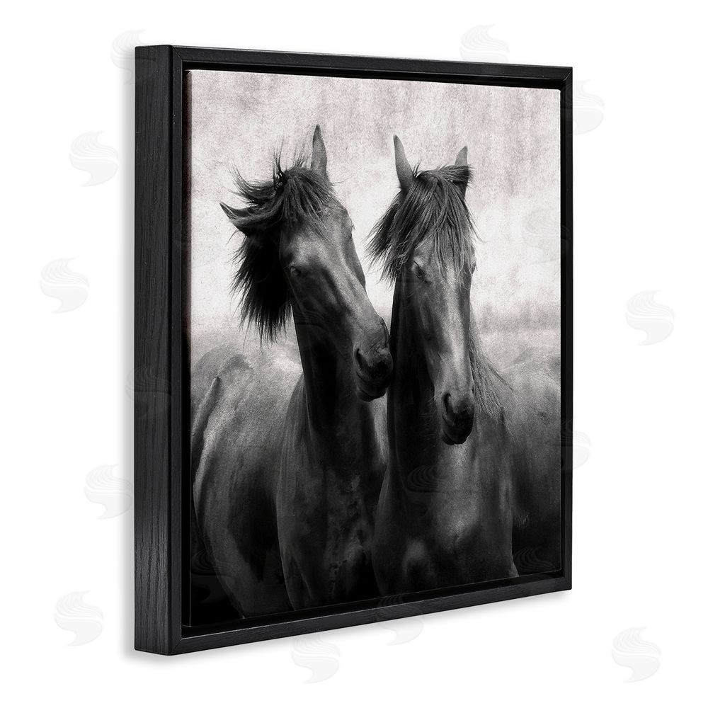 Lars Van de Goor Short Haired Horse Pair Black Floating Frame Canvas Wall Art Print
