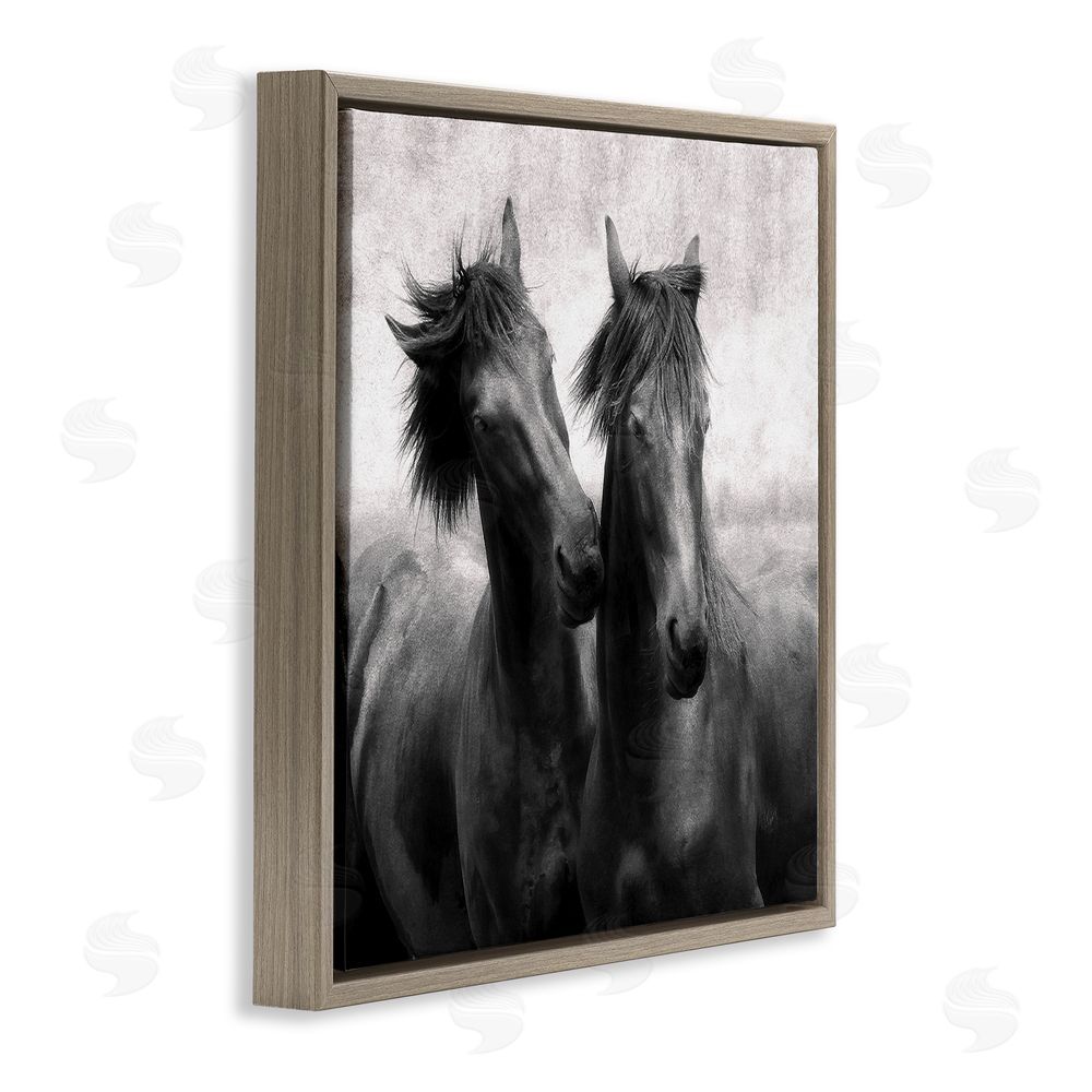 Lars Van de Goor Short Haired Horse Pair Brown Floating Frame Canvas Wall Art Print