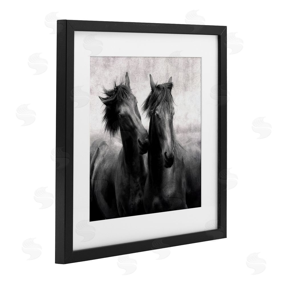Lars Van de Goor Short Haired Horse Pair Black Framed Print Under Glass Wall Art