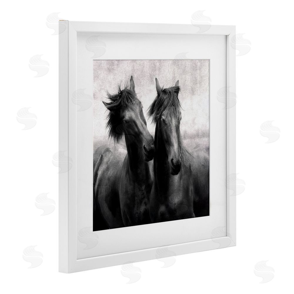 Lars Van de Goor Short Haired Horse Pair White Framed Print Under Glass Wall Art