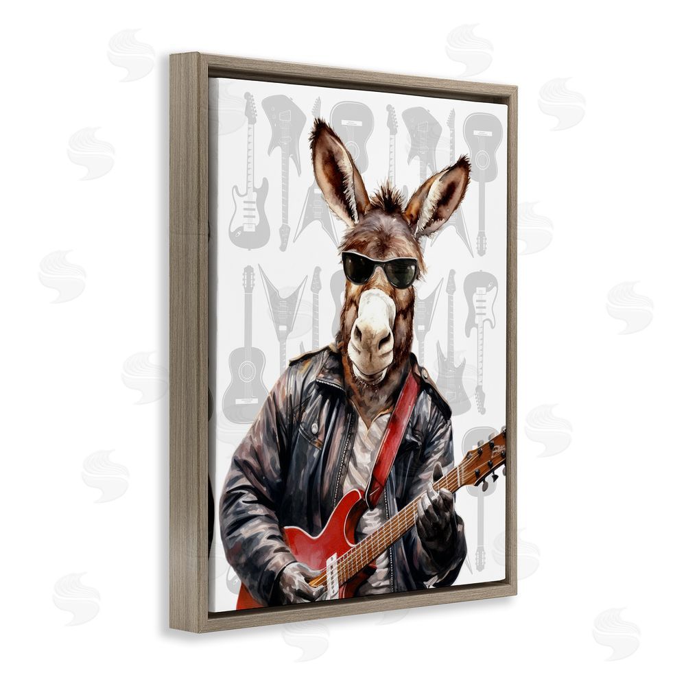 CAD Designs Performing Musician Donkey Brown Floating Frame Canvas Wall Art Print