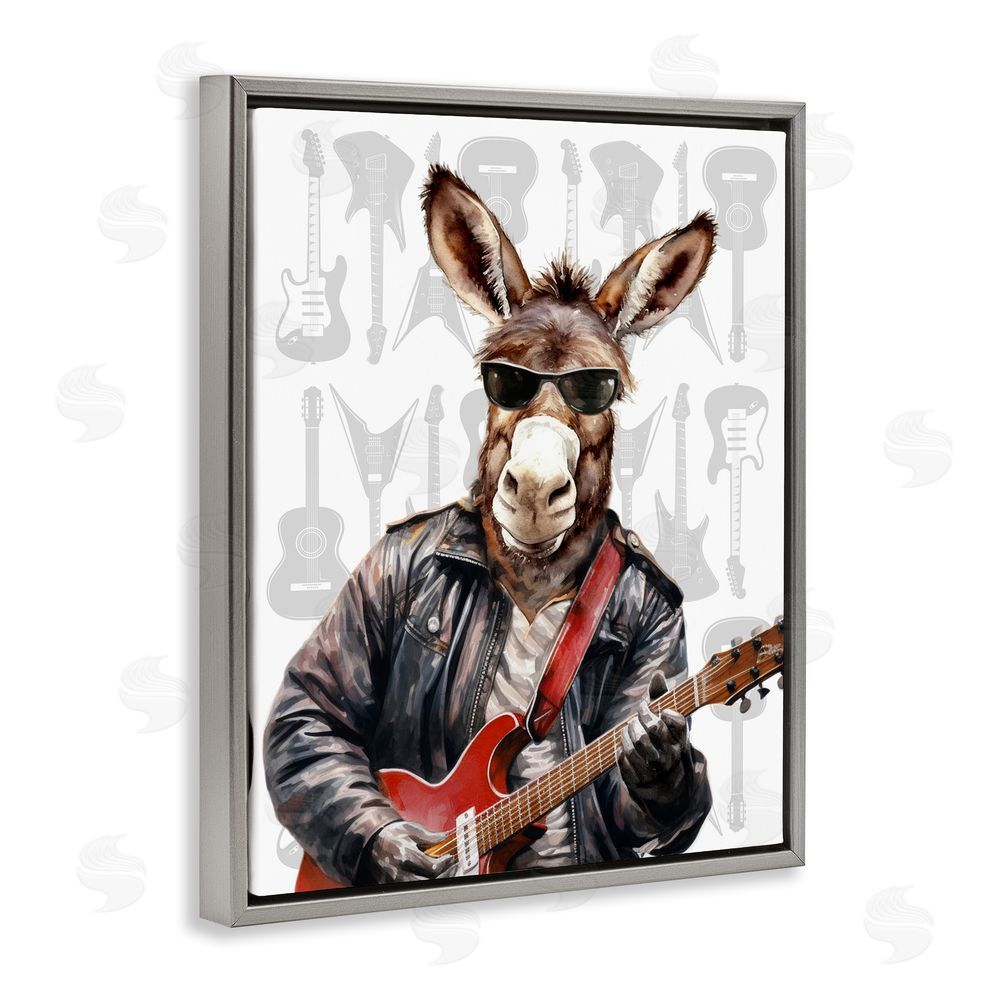 CAD Designs Performing Musician Donkey Gray Floating Frame Canvas Wall Art Print