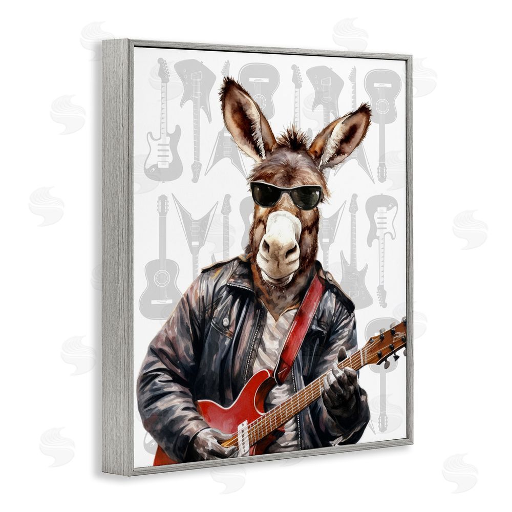 CAD Designs Performing Musician Donkey Gray Framed Giclee Wall Art Print