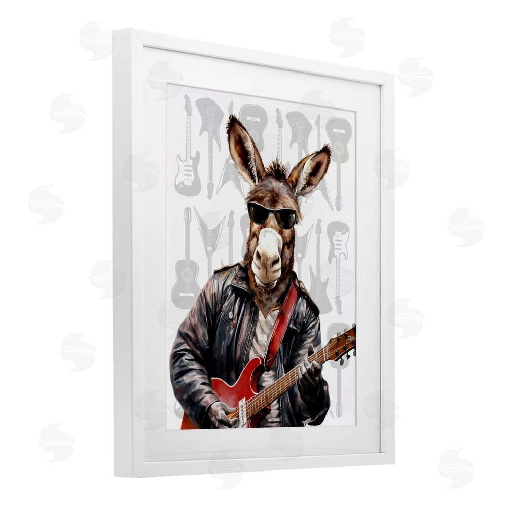 CAD Designs Performing Musician Donkey White Framed Print Under Glass Wall Art