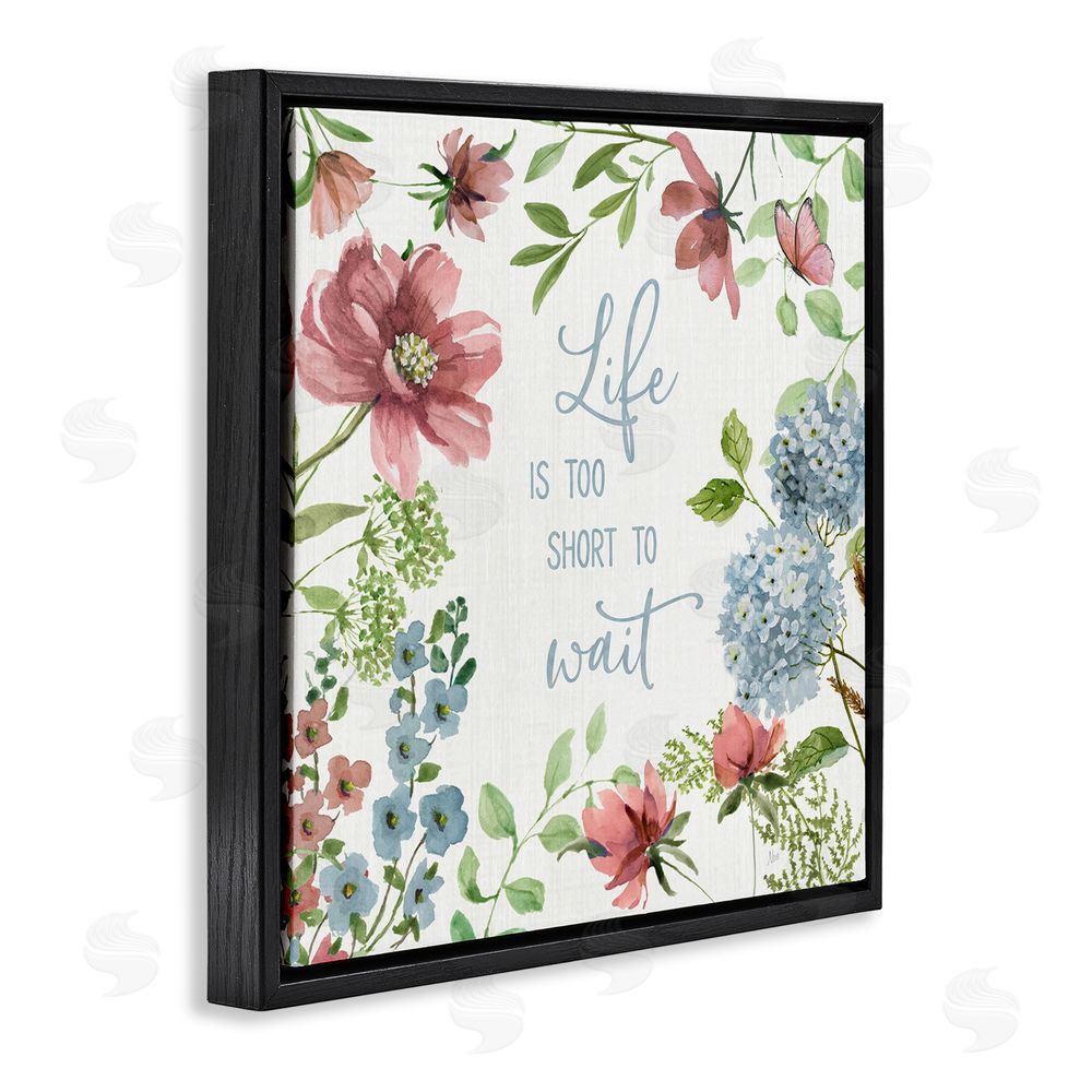 Nan Too Short To Wait Black Floating Frame Canvas Wall Art Print