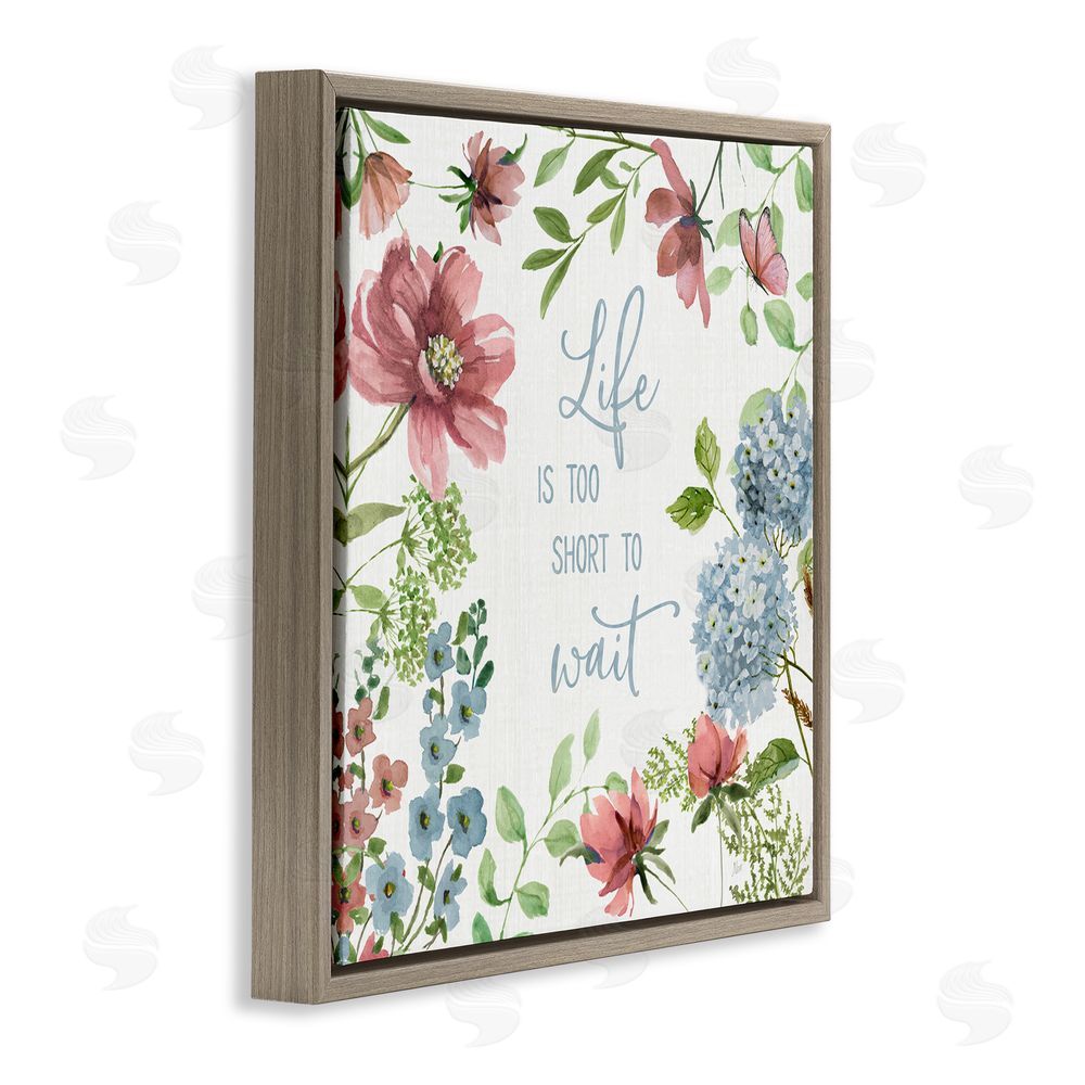 Nan Too Short To Wait Brown Floating Frame Canvas Wall Art Print