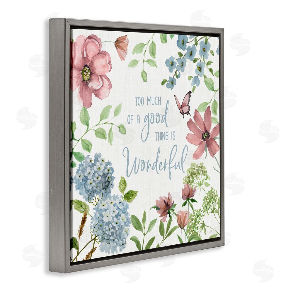 Nan Too Much Of A Good Thing Gray Floating Frame Canvas Wall Art Print