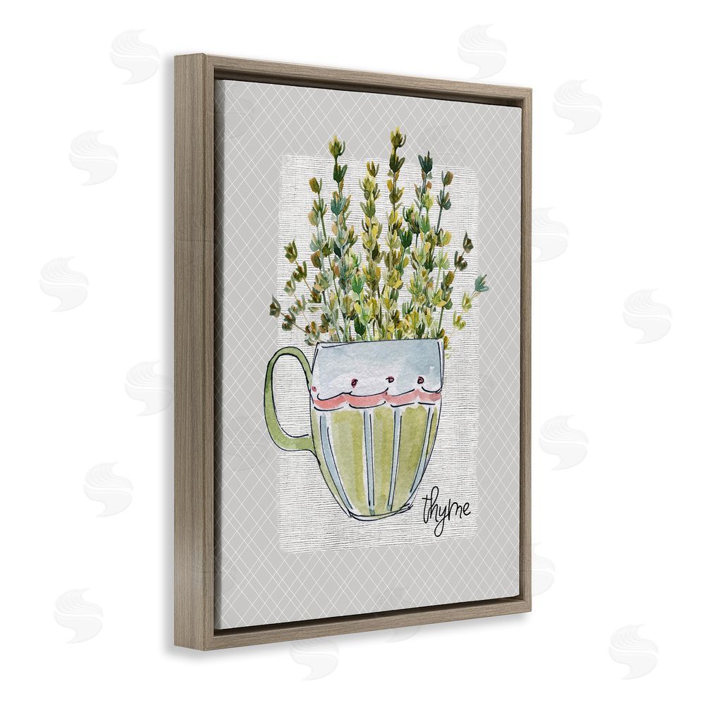 Livi Finn Thyme Herb Mug Brown Floating Frame Canvas Wall Art Print