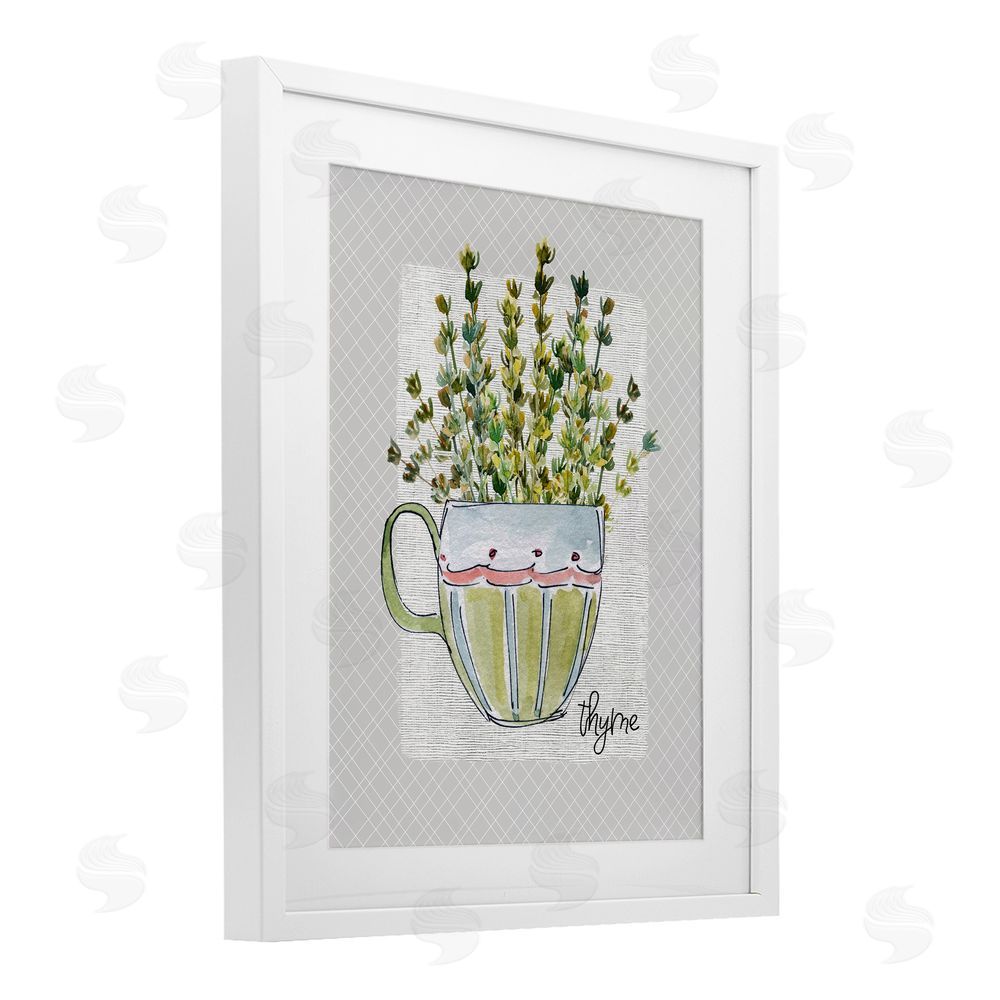 Livi Finn Thyme Herb Mug White Framed Print Under Glass Wall Art