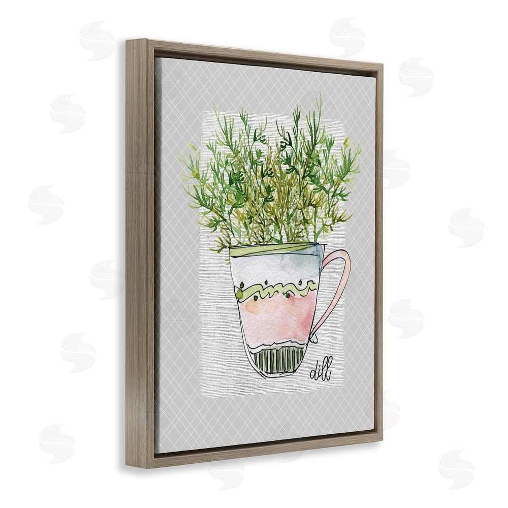 Livi Finn Dill Herb Mug Brown Floating Frame Canvas Wall Art Print