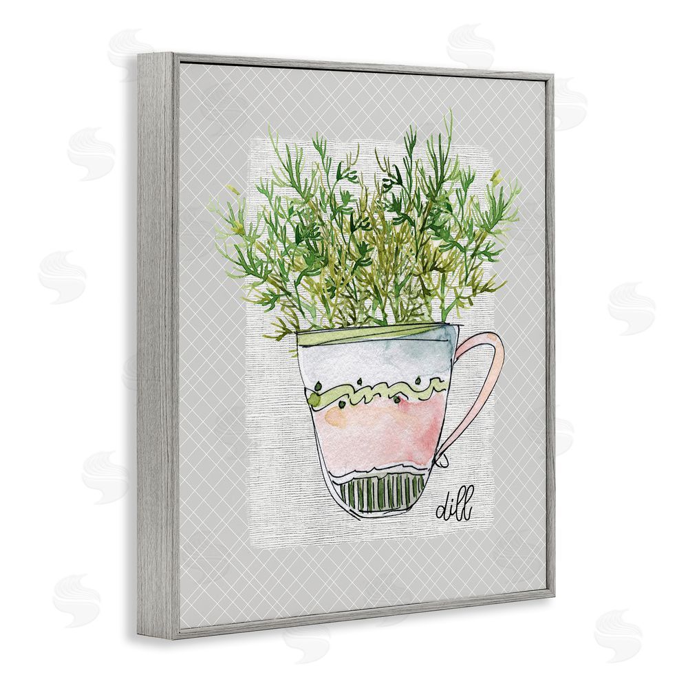 Livi Finn Dill Herb Mug Gray Framed Giclee Wall Art Print