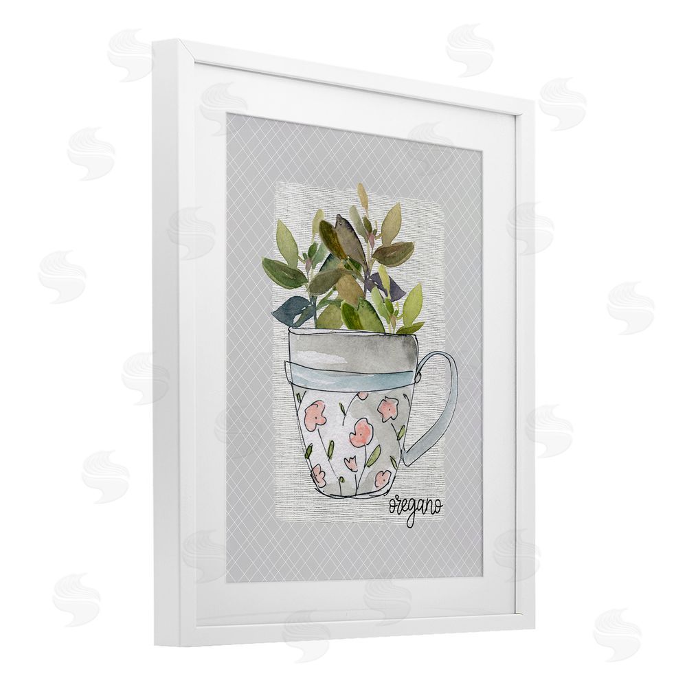 Livi Finn Oregano Herb Mug White Framed Print Under Glass Wall Art