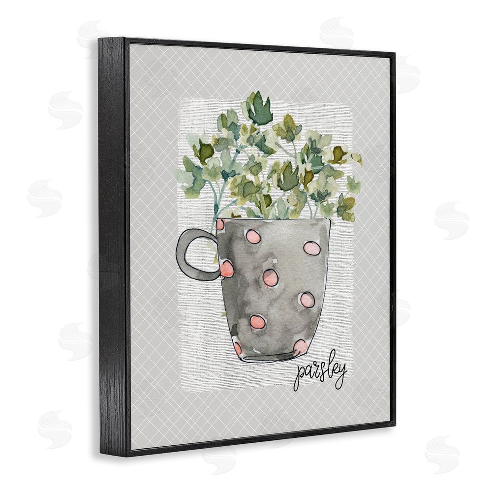 Livi Finn Parsley Herb Mug Black Framed Giclee Wall Art Print