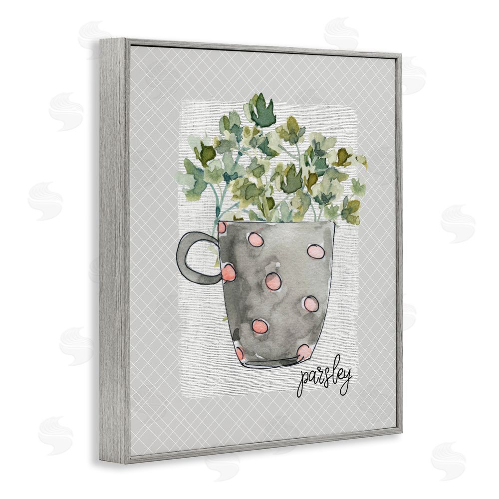 Livi Finn Parsley Herb Mug Gray Framed Giclee Wall Art Print