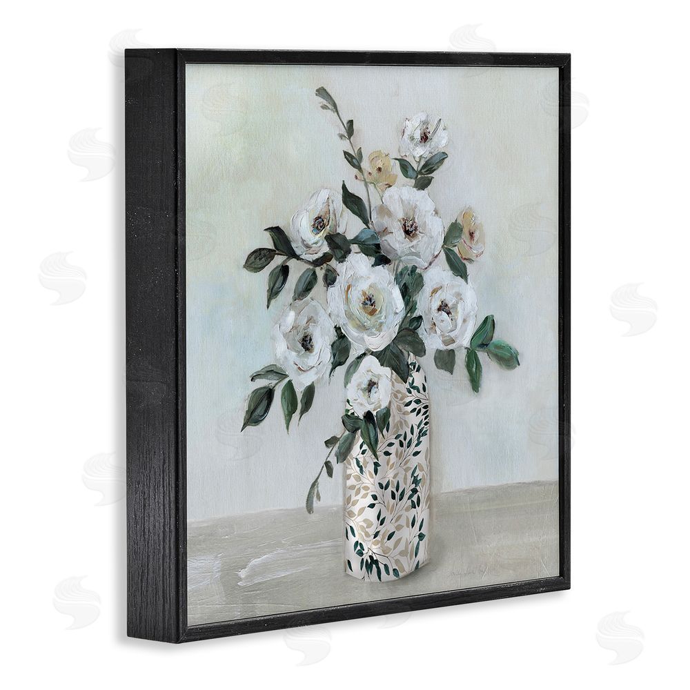 Sally Swatland Leaf Patterned Flower Vase Black Framed Giclee Wall Art Print
