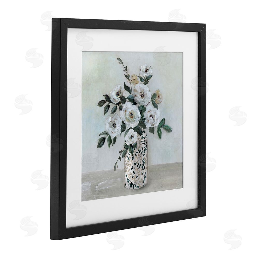 Sally Swatland Leaf Patterned Flower Vase Black Framed Print Under Glass Wall Art