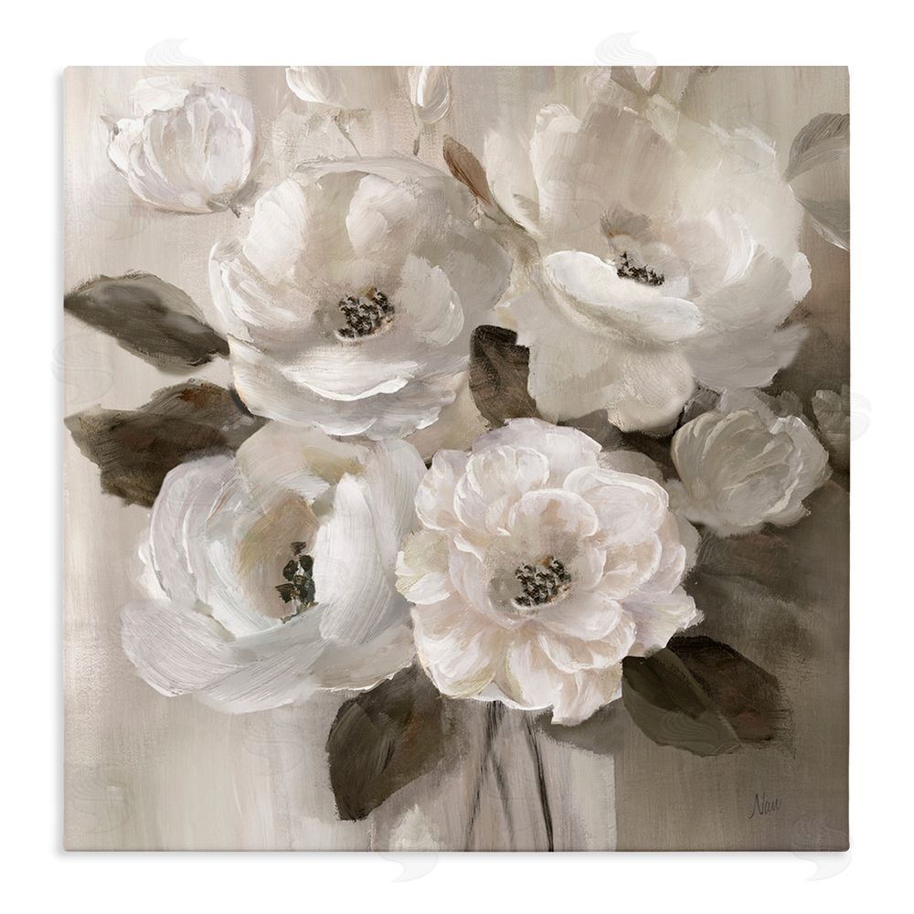 Nan Ivory Flower Bushel Stretched Canvas Wall Art Print