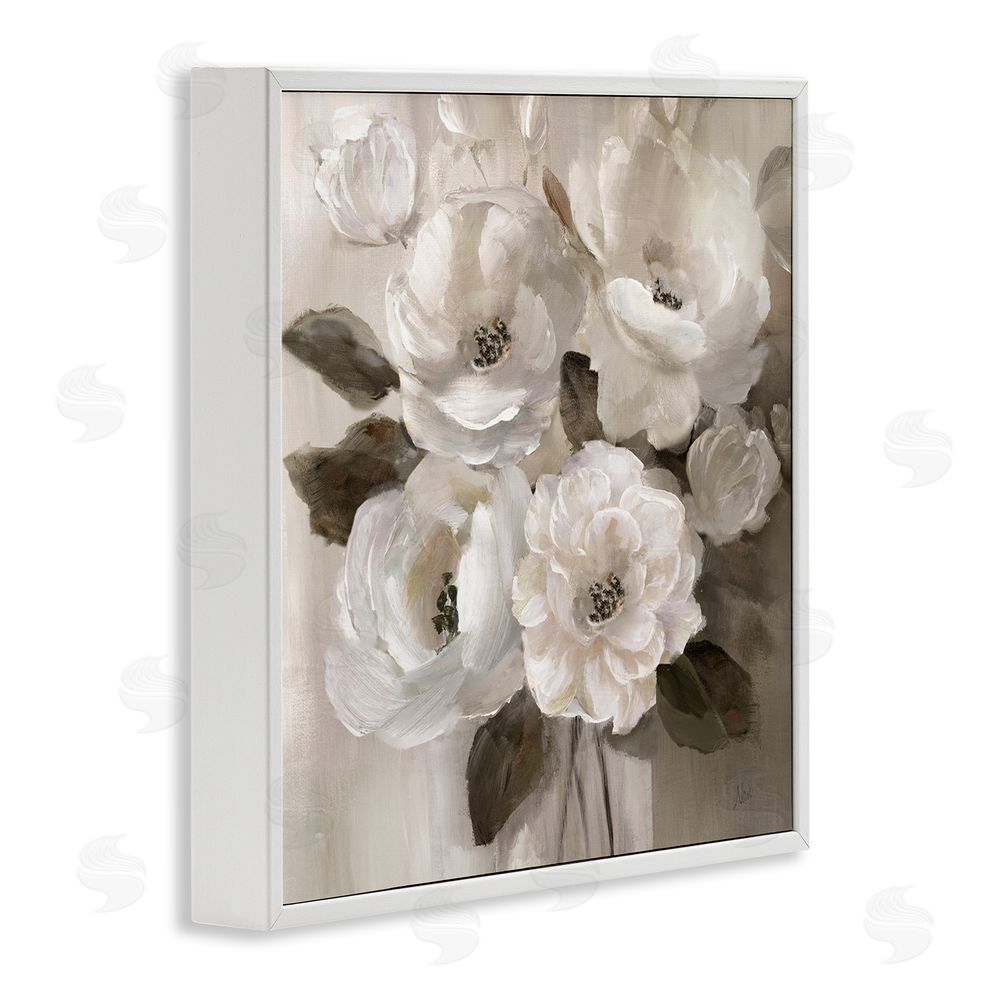 Nan Ivory Flower Bushel White Framed Giclee Wall Art Print