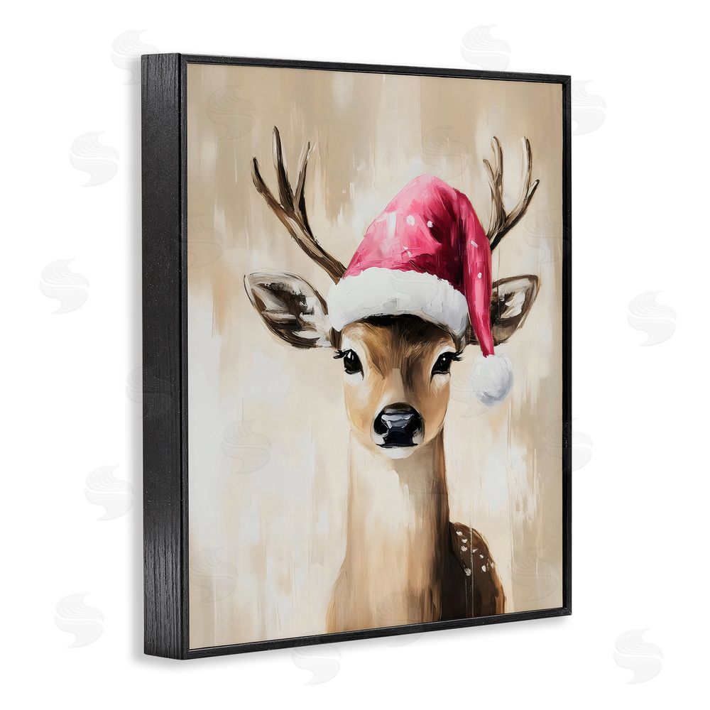Arlington Prints Baby Christmas Deer Black Framed Giclee Wall Art Print