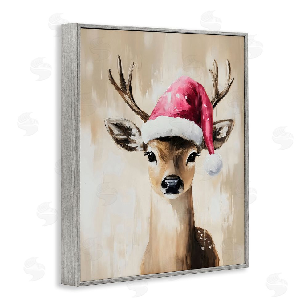 Arlington Prints Baby Christmas Deer Gray Framed Giclee Wall Art Print