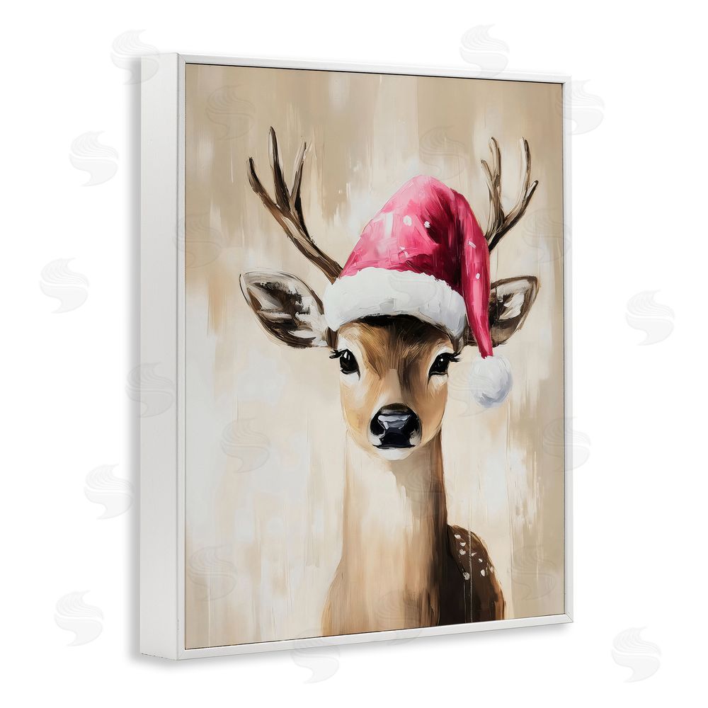 Arlington Prints Baby Christmas Deer White Framed Giclee Wall Art Print