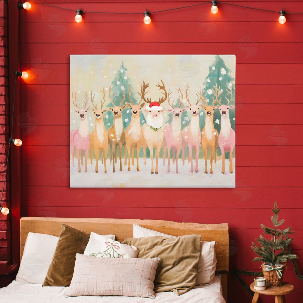 Arlington Prints Pastel Santa's Reindeer Canvas Art on Wall