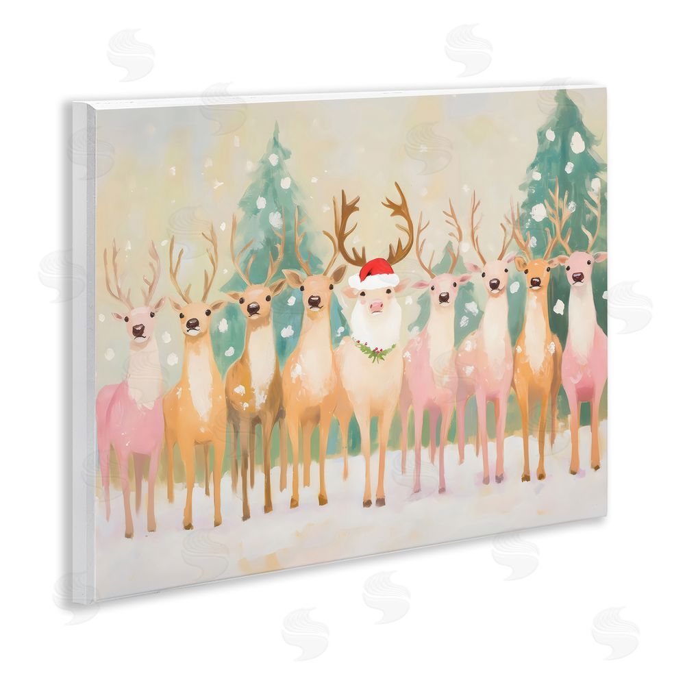 Arlington Prints Pastel Santa's Reindeer Wall Plaque Art Print